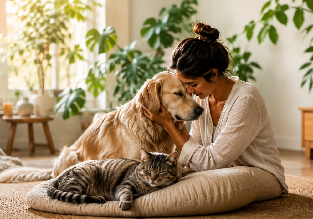 Animal dans la famille chien chat maison lien humain animal
