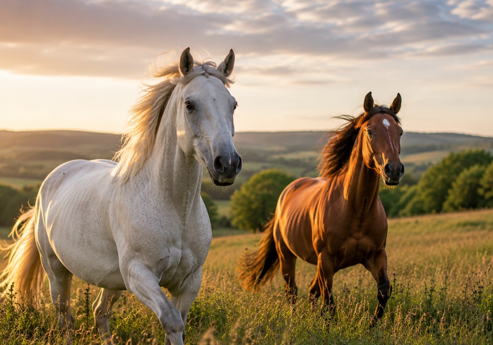 Humains chevaux chiens dans les prés relation vivant médiation animale